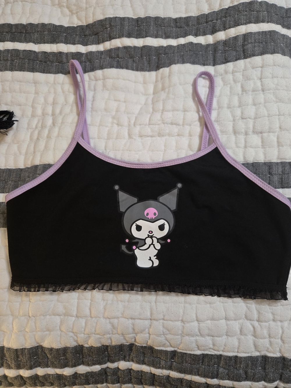 Black & Lavender Graphic Sleep Chemise Top - Cute Character Accent